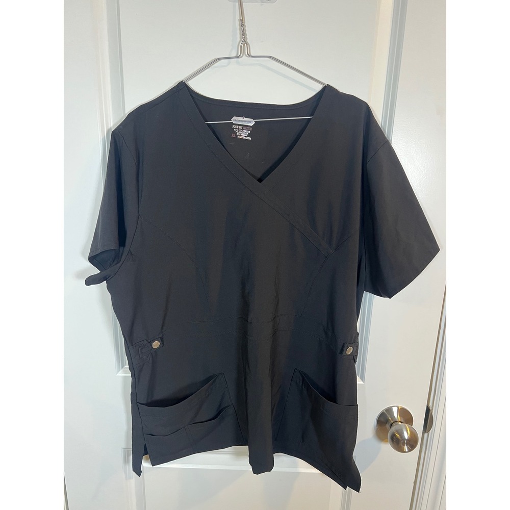 Scrubaid Womens Scrub Top Four Way Stretch‎ Black XL